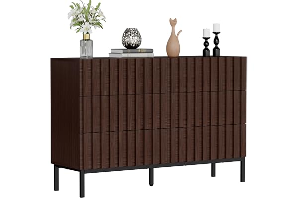 UEV Byrå med 6 lådor, 100 cm, smal byrå med stort förvaringsutrymme, garderob med rymligt tak för vardagsrum, sovrum, metallben, trämönster, 100 x 34,5 x 73,4 cm
