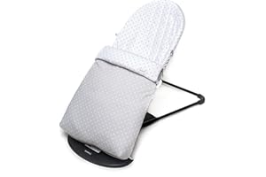 BORDA Y MÁS Funda y Saco para Hamaca compatible con BabyBjörn Balance Soft - Sustituye tapicería original - Modelo Estrellas - Color Gris - Altura de tapa Regulable –Hecho en España - Nenel