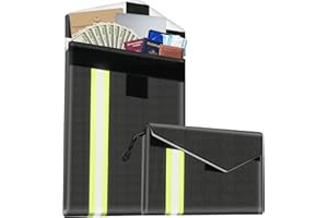 COICER Juego de 2 bolsas ignífugas (20 x 12,7 cm, 34 x 24 cm, 1200 ℃), bolsa impermeable IPX4, maletín impermeable para documentos A4 y objetos de valor, color negro
