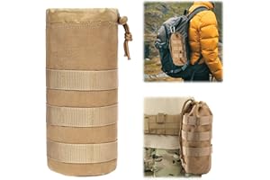 LUMINARYLAIR Soportes Tácticos para Botellas Molle, 10x23cm Portabotellas Militar Impermeable, Bolsa táctica Duradera para Botellas de Agua, Bolsa de Nylon para Botellas de Agua para Correr, Senderismo, Ciclismo