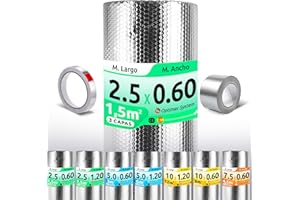 OPTIMER SYSTEM AISLANTE TERMICO MULTIUSOS PREMIUM| Reduce el Frio y el Calor | Rollo Aislante Termico para Ventana, Pared, Suelo, Techo, Coche, Garaje,Camper (2.5x0.60m | 1.5m² + 2 Cintas adhesivas)