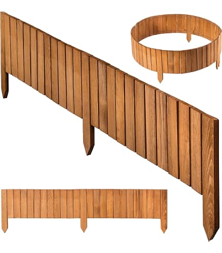 Clôture Jardin En Bois Flexible 203x20cm - Bordure De Pelouse Naturelle Et Décorative