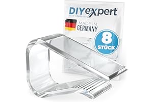 DIYexpert Tischtuchklammern Transparent Made in Germany [bis 25 mm] [8 Stück] Stabile Tischdeckenklammern – Wetterfest & rutschfest – Tischklammern für Garten, Balkon & Innenbereich