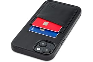 Dockem Funda Tipo Cartera de Cuero Genuino para iPhone 14 Plus con Placa de Metal Incorporada para Montaje Magnético, Billetera Cosida con 2 Bolsillos para Tarjetas de Crédito (Negro, M2GL)
