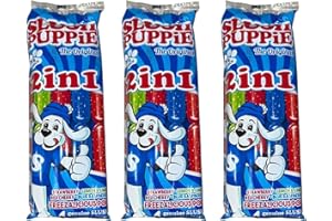 SYNC'T Slush Puppie Ice Pops Lollies - 2 in 1 Ice Poles - Blue Raspberry, Cherry, Strawberry and Lemon & Lime Flavours Lolly - Gluten Free, Suitable For Vegetarians, Kosher Approved (24 Total)