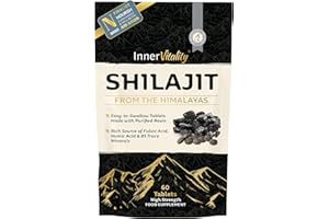 Shilajit Resin Tablets Gold Standard Himalayan Shilajit 79% Fulvic Acid, Third-Party Tested. 60 Tablets - Minerals, Immune System & Energy by Inner Vitality