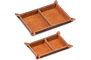 Navaris Svuotatasche Ingresso - Set 2X Svuota Tasche Casa - Vassoio Portaoggetti Portagioie Uomo Donna - Portachiavi Moderno Pelle Sintetica Marrone