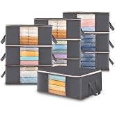 Lifewit Foldable Clothes Organizer with Reinforced Handle, Sturdy Fabric Storage Bag and Clear Window for Sweaters, Coats, T-