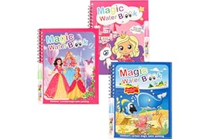 Nurila Wassermalbuch 3 Stück mit 3 Wasserstifte, Wasser Malbuch, Magic Water Colouring Book, Wassermalbuch ab 2 3 4 5 6 für Reisen, Puzzle, Frühpädagogik, Malen, Graffiti, Tiere und Transport Themen