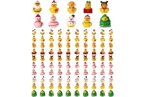 Sinbana 100stk Mini Harz Weihnachten Enten Großpackung, Verschiedene Winzige Winter Enten Figuren Kleine Miniatur Ente Figuren für Feiertag Dekorationen Weihnachten Strumpffüller Party Gefälligkeiten