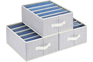 HOMSOROUT DIMJ Jeans Boîte de Rangement, 3 Pièces Pliable Organisateur Tiroir avec Compartiments Rangement Vetement pour Jean, Vêtements, Leggings, T-shirts, Chandail - Gris
