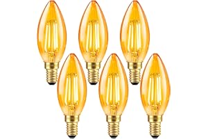 E14 LED-filamentlampa vintage ljus 4W, motsvarande 40W lampa, varmvitt bärnstensglas 2200K, C35 retro filamentljus, 400LM, AC 220V, icke-dimbar, dekorativ för restaurang, café och bar, set med 6