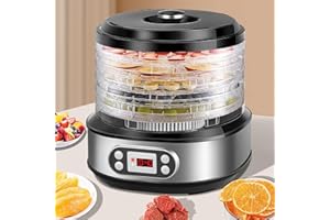 ‎DEEPRBLING DeeprBling Dörrautomat Edelstahl mit 5 Tabletts, 450W Lebensmittel Dörrgerät mit Temperaturregler 35-70°C und 72H-Timer, LED-Display, Obst Trockner Gerät, Einstellbare Höhe Dehydrator Food, BPA Frei