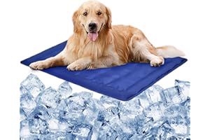 Vamcheer Alfombra Refrescante para Perro - Alfombra de enfriamiento para Mascotas, Cool Pet Mat,Cama Gat Frio Animales Colchon Mascotas para Verano,Mediano/Grande/XL Azul 60x90