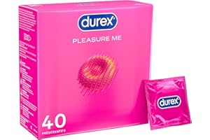 ‎DUREX Durex Pleasure Me Kondome – Mit Noppen & Rippen, anatomischer Easy-On-Form & mit viel Silikongleitgel befeuchtet – 40 Kondome (1er Pack)