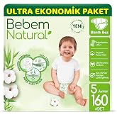Bebem Natural Bebek Bezi 5 Beden Junior Ultra Ekonomik Paket 160 Adet