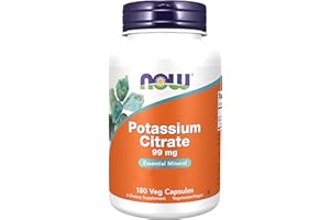 Now Foods, Potassium Citrate (Citrate de Potassium), 99 mg, 180 Gélules végétaliennes, Testé en Laboratoire, Potassium, Minéraux, Sans Gluten, Sans Soja, Végétarien