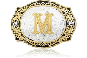 Vintage Fashion Western Belt Buckle A to Z Initial Letter Cowboy Belt Buckles for Men