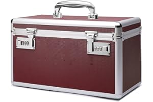 HEWEI WORKS Caja de Medicamentos, 36.1x18.3x20.8cm, Medicinas y seguridad en el hogar, Caja multiusos equipada con cerraduras, Incluye caja de pastillero portátil de bolsillo (marrón/grande)