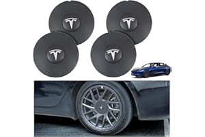 SANSHAOS 4 Piezas Coche Tapacubos para Tesla New Model 3 2024 (Highland), Rueda Tapas Centrales Prueba de Polvo Decorativa Accesorios de Estilo Tuning Accesorios,White Logo