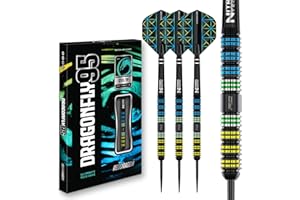 RED DRAGON Darts - Dragonfly 95 Série - 95% Tungstène Professionnelle Pointe en Acier Jeu de fléchettes avec ailettes et tiges de fléchettes - Disponible en 22g, 23g, 24g, 25g & 26g