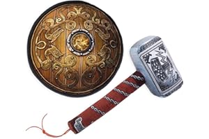 Lullaberry Little Vikings Hammer and Shield Playset - Safe Plush Soft Pretend Play Weapons - Gifts for Kids