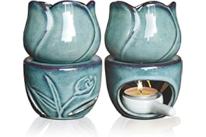 AI·X·IANG Fragrance Essential Oil Burner Tealight,Tea Light Candle Wax Warmer,Tealight Fragrance Oil Warmer (Set of 1,Ice Cracked Glaz Lotus Shape)