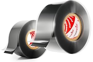 Poppstar samowulkanizująca taśma silikonowa, taśma silikonowa, taśma do napraw, taśma izolacyjna i uszczelniająca (hermetyczna i wodoodporna),czarna, 2 x 3 m,szerokość 25mm