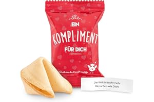 ‎SCHÖNE GÜTER Glückskekse Ein Kompliment für Dich 15 Stück Glückskekse Kompliment Geschenk Muttertag, Danke, Geschenk Büro, Schön dass Du da bist, Adventskalender Füllung, frisch gebacken, vegan & made in Germany