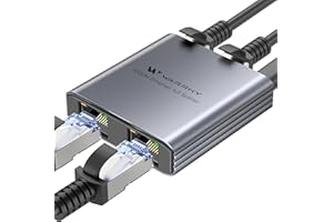 Switch Ethernet 1 à 3 1000Mbps, WARRKY Doubleur RJ45 [Boîtier métallique Ultra-Mince] Switch Ethernet 3 Port, Vitesse élevée Hub RJ45 Ethernet, Compatible avec Ordinateur Routeur Décodeur Téléviseur