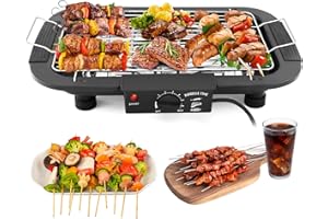 VAPOURD 3000W Electric BBQ Grill, Electric Grill, Smokeless Non-Stick Indoor/Outdoor Barbecue Grill, Double tube High Power Portable Removable Stand Grill