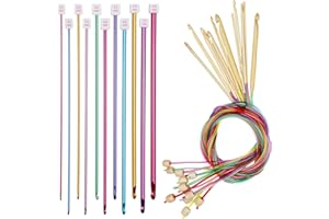 ‎AEELIKE Aeelike Tunisian Crochet Hooks, 3.0-10 mm Bamboo Tunisian Crochet Hooks Set with Rope, 2.0-8.0 mm Metal Tunisian Afghan Crochet Hook Set, for Blankets, Scarves, Sleeves and Other Crochet Projects