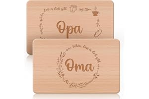 AMZLINKAL 2Pcs Opa und Oma Frühstücksteller | Geschenk für die Familie | Gravierter Brotzeitteller | Kranz Design | Ideal für Geburtstage und Weihnachten | Ein Aufmerksames Geschenk