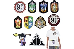 MODALI Lot de 10 écussons thermocollants Harry Potter pour enfants et adultes, accessoires de bricolage, à coudre ou à repasser sur vêtements, robes, jeans