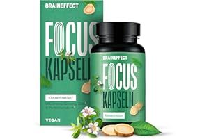 ‎BRAINEFFECT BRAINEFFECT FOCUS - Konzentrations Tabletten in Kapselform als Brain Booster, Gehirn Tabletten ohne Koffein für mehr Focus mit Vitamin B5/B12, 60Gedächtnis Kapseln