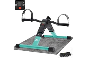 EVOLAND Vélo d'exercice à pédales, Portable Home Fitness Mini vélo d'exercice, Bras Jambe Pliant Exerciseur Fitness Vélo avec Moniteur LCD et Résistance, Aucun Tapis Antidérapant Inclus ,