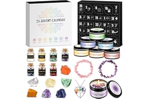 VEXYRA Calendario Adviento Mujer 2025 Chakra Velas Aromáticas Con Minerales, Advent Calendar Piedras Naturales para Yoga Meditacion Reiki, Calendario-de-adviento Regalos para Friends Mujeres Novias Mamás