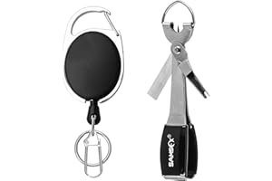 SAMSFX Kit d'outils pour pêche à la mouche avec rétracteur, pince pour ligne et ciseaux, Silver