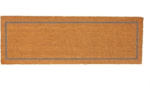 Nicola Spring Coir Double Door Mat - 120 x 40cm - Grey Inset - Pack of 1 - Decorative Indoor Large Front Door Mat Entry Dirt Trapper Rug Outdoor Boot Scraper Non Slip Backing Doormat