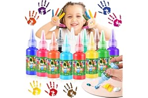 Tigvio Fingerfarben Ungiftig 12×30ml, Auswaschbar für Kinder, Frei von Parabenen Gluten Laktose, für Hause Schule Malen