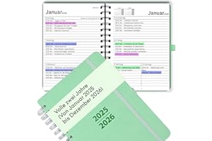 BANDEAX DIN A5 Terminplaner Jan 2025 – Dez 2026 2-Jahres-Kalender auf Deutsch, Terminkalender Wochen-Planer, Agenda & Organizer, Wochenkalender Buchkalender mit Kunstleder-Hardcover & 120 g/m² Papier