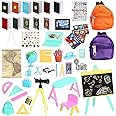 SOTOGO 50 Pieces Doll House School Supplies Mini School Accessories Dollhouse Toy Home Miniature Model DIY Doll Accessories