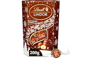 Lindt - Cornet LINDOR - Chocolat au Lait et Noisettes - Cœur fondant - Idéal pour Noël, 200g
