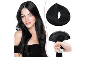 SEGO Pro Extension Capelli Veri Biadesivo 10pz 55cm #1 Jet Nero Extension Biadesive Capelli Umani Remy Invisibili Tape in Hair Extension (15g)