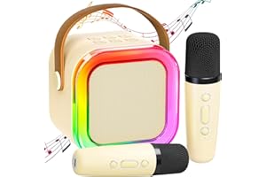 TT RP Karaoke Machine,Mini Karaoke Machine, Kids Gift Ideas, Kids Present, Singing Gift, Bluetooth Speaker, Christmas Toys, LED Lights, Childrens Gift, Best Gifts Toys for Girls and Boys Cream Beige