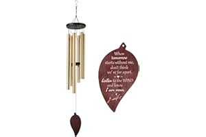 GROBRO7 Metal Wind Chime, Retro 6 Tubes Wind Chimes with Vintage Wooden Leaf Pendant, Tuned Wind Chimes Ornament, Hanging Decor for Garden Patio Home Outdoors Indoors Decoration Birthday Gift Party Favor