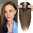SEA SINGING Human Hair Toppers for Women Real Hair Topper with Thinning Hair 120% Density Round Shaped Swiss Base Clip in Fringe Human Hair Topper Top Hair Pieces 40g-Medium Auburn Brown(12inch, 6#)…