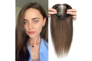SEA SINGING Human Hair Toppers for Women Real Hair Topper with Thinning Hair 120% Density Round Shaped Swiss Base Clip in Fringe Human Hair Topper Top Hair Pieces 40g-Medium Auburn Brown(12inch, 6#)…