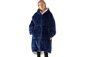 Vancavoo Manta con Capucha Sudadera Calentita Grande Pullover Mullido de Doble Capa Manta de TV Súper Suave y Cálida para Mujere Hombres Talla Unica Chaqueta con Bolsillos Oversize