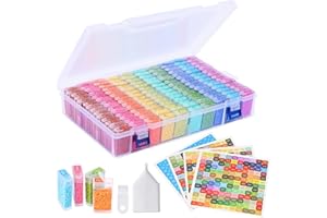 Zefy 140 Stück Diamond Painting Aufbewahrung, Diamond Painting Aufbewahrungsbox mit 447 Farben Etiketten Aufkleber, Diamond Painting Zubehör Tablett Perlen Aufbewahrungsbox